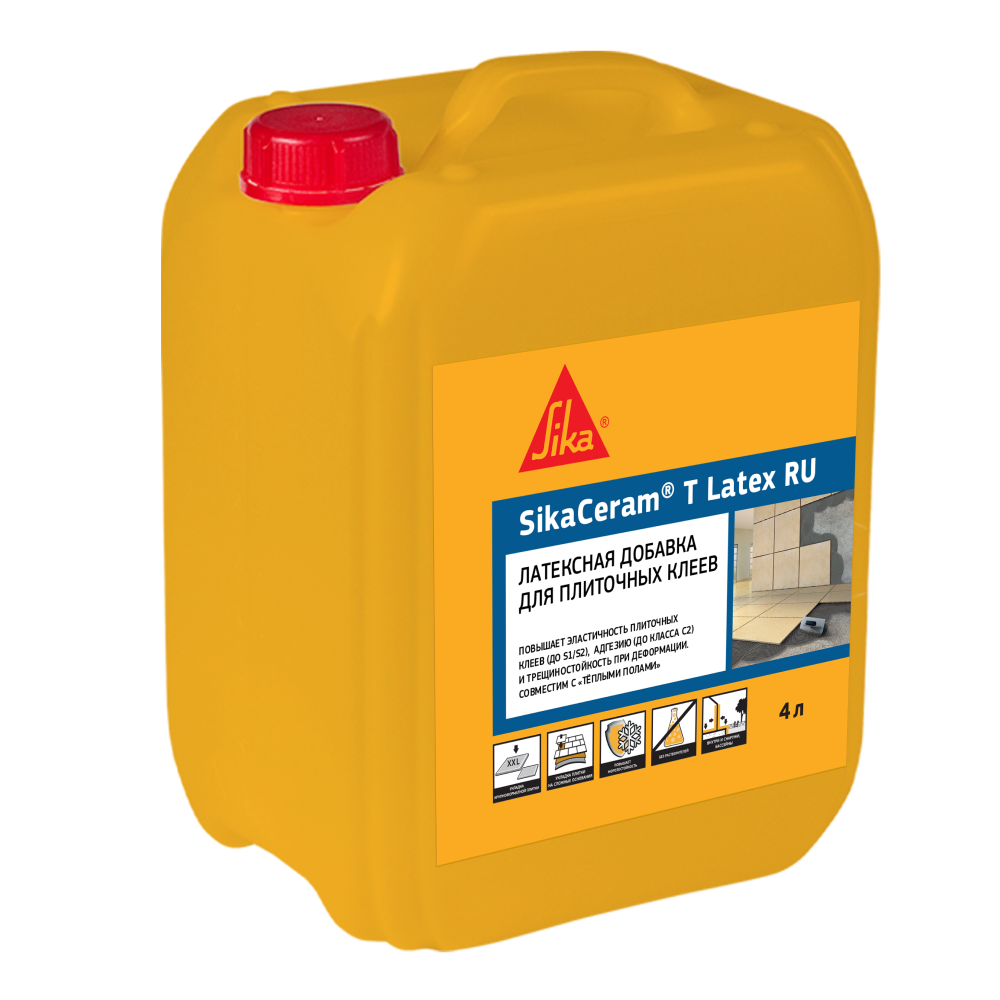 Латексная добавка для цементных плиточных клеев SikaCeram T Latex RU