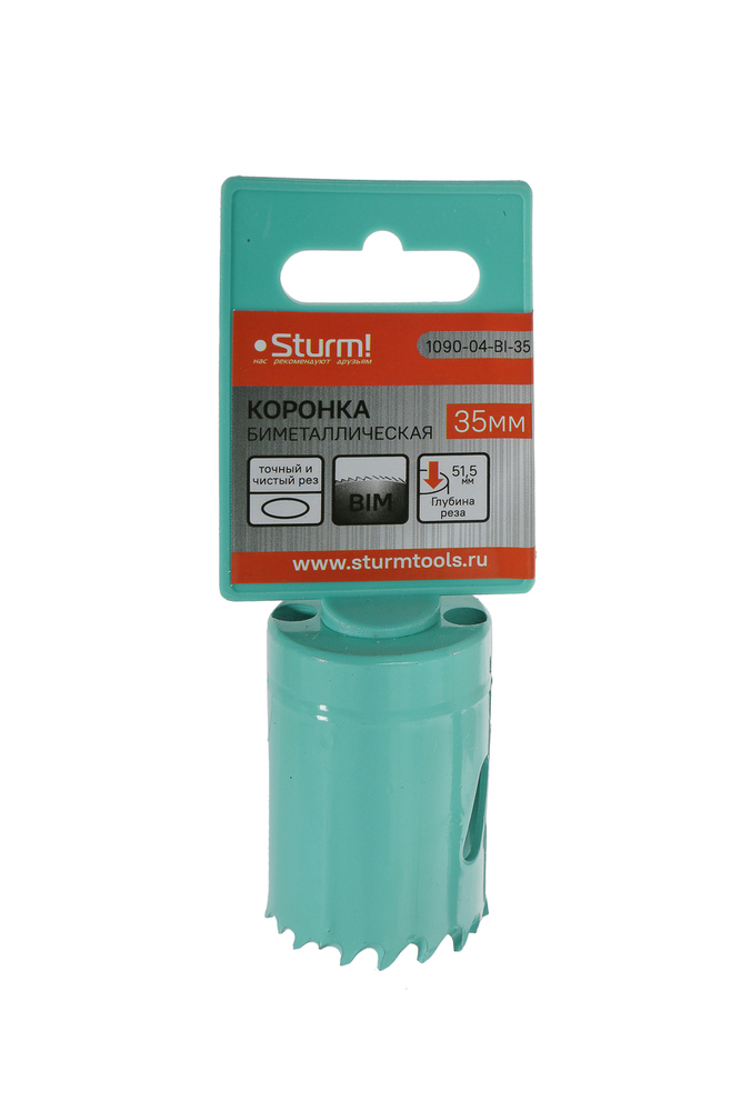Коронка биметаллическая, 35 мм, 5/8", Sturm!
