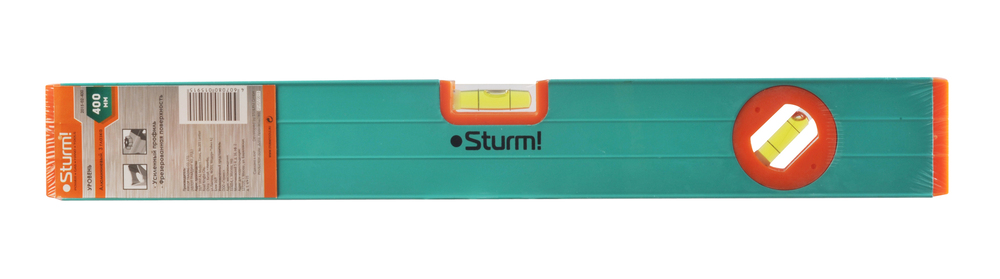 Уровень строительный 400 мм, фрезерованный, 3 глазка, точность 1мм/м, Sturm!