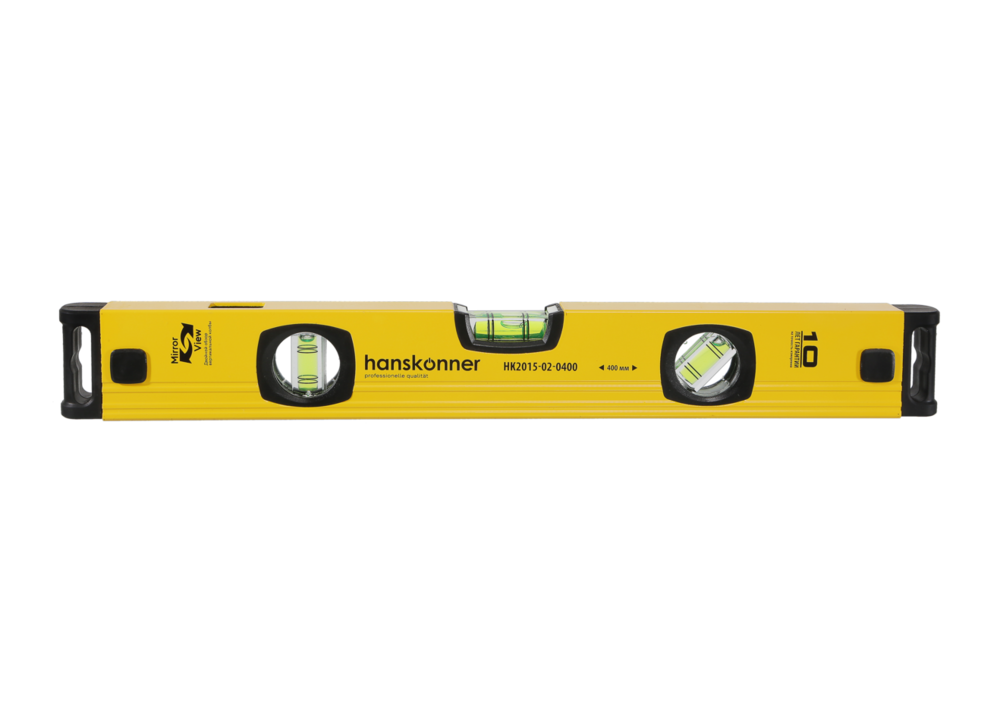 Уровень 400 мм, фрезеров., 3 глазка (1 зеркальн.), точн. 0.5мм/м, Hanskonner