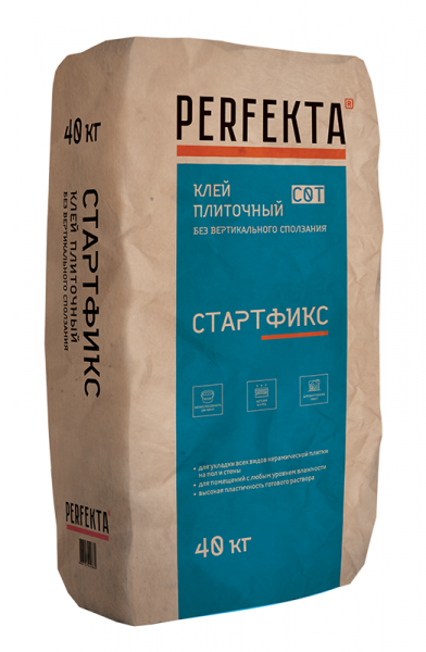 Клей плиточный без вертикального сползания Стартфикс C0 T, 40 кг
