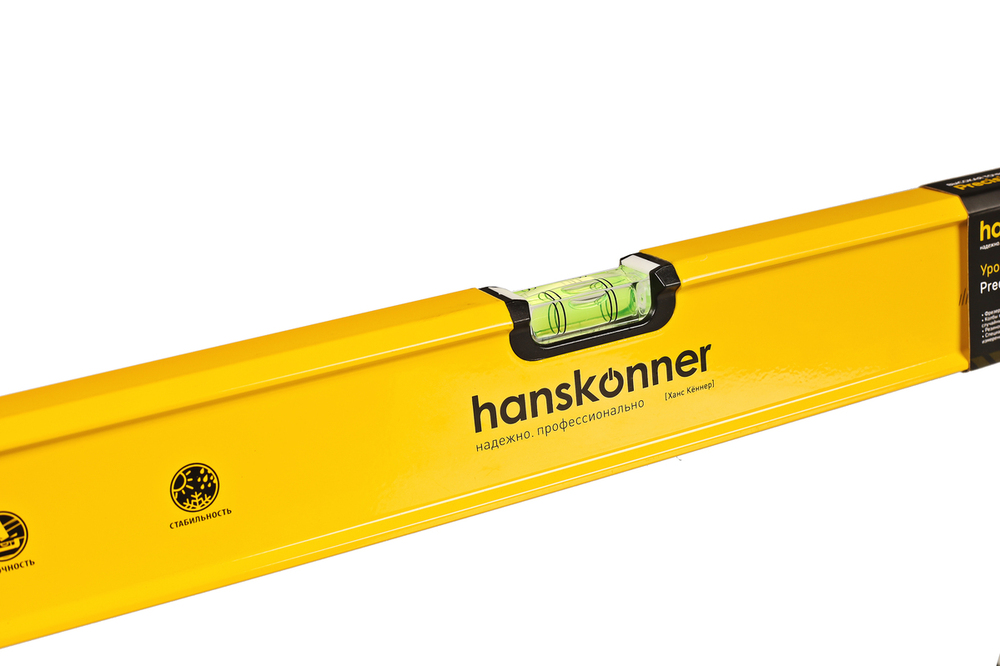 Уровень алюм., 800мм, 2 колбы, фрезерованный, точность 0.5 мм/м, hanskonner