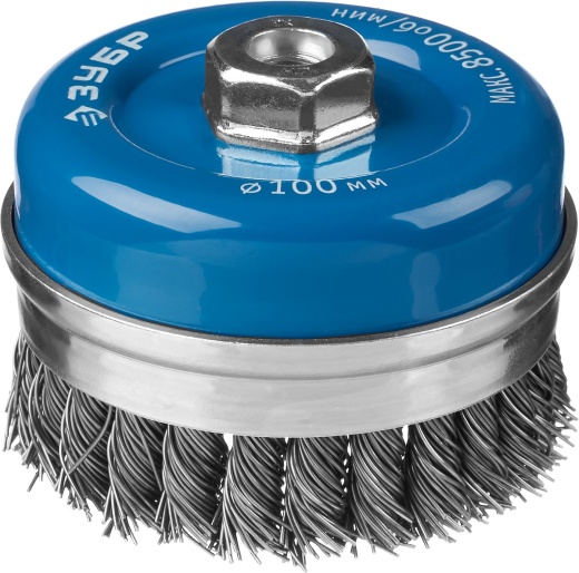ЗУБР 100мм, М14 жгутированная стальная проволока, 0.8 мм, Щетка чашечная усиленная, Профессионал (35271-100)