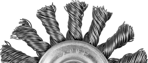 ЗУБР 75мм, жгутированная стальная проволока, 0.5 мм, Щетка дисковая для дрели, Профессионал (3522-075)