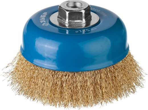 ЗУБР 125 мм, витая латунированная стальная проволока, 0.3 мм, Щетка чашечная, Профессионал (3526-125)