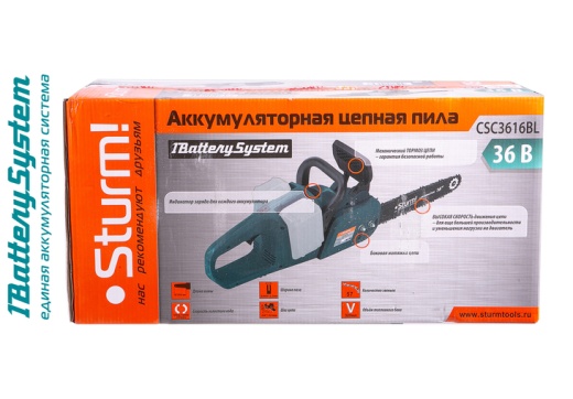 Аккумуляторная цепная пила Sturm! CSC3616BL 1BatterySystem