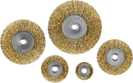 ЗУБР 5 шт., 25/40/55/63/78 мм, витая латунированная стальная проволока, Набор щеток крацовок дисковых, Профессионал (3521-H5)