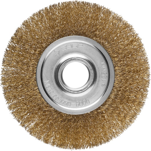 ЗУБР 125 мм, витая латунированная стальная проволока, 0.3 мм, Щетка дисковая, Профессионал (35187-125)