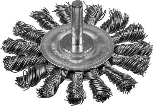 ЗУБР 75мм, жгутированная стальная проволока, 0.5 мм, Щетка дисковая для дрели, Профессионал (3522-075)