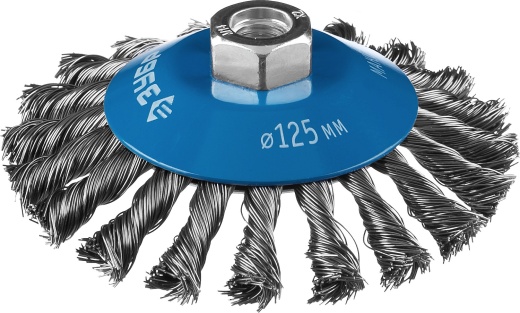 ЗУБР 125 мм, стальная проволока, 0.5 мм, Щетка коническая, Профессионал (35269-125)