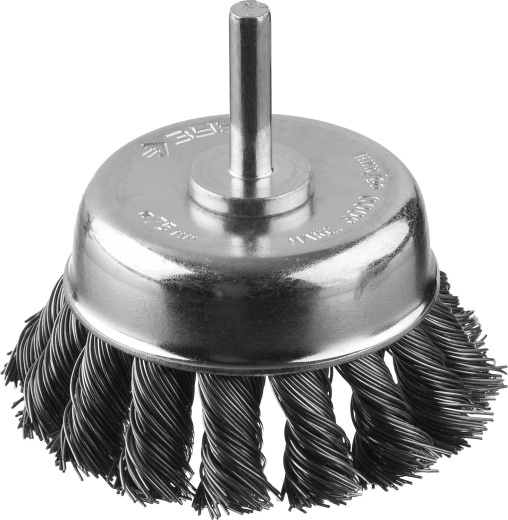 ЗУБР Ø 75 мм, жгутированная стальная проволока, 0.3 мм, Щетка чашечная, Профессионал (35255-075)