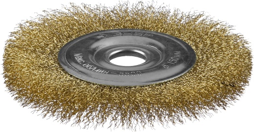 ЗУБР 150 мм, витая латунированная стальная проволока, 0.3, Щетка дисковая, Профессионал (35187-150)