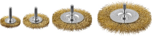 ЗУБР 4 шт., 38/50/75/100 мм. витая латунированная стальная проволока, Набор дисковых щеток крацовок , Профессионал (3521-H4_z03)