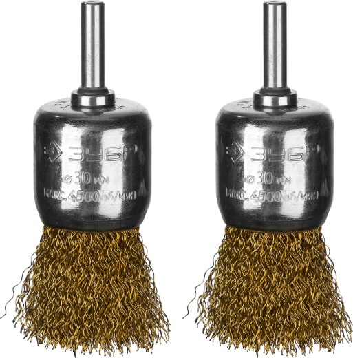 ЗУБР 2 шт., 30 мм, витая латунированная стальная проволока, 0.3 мм, Набор щеток-крацовок кистевых, Профессионал (35225-30-H2)