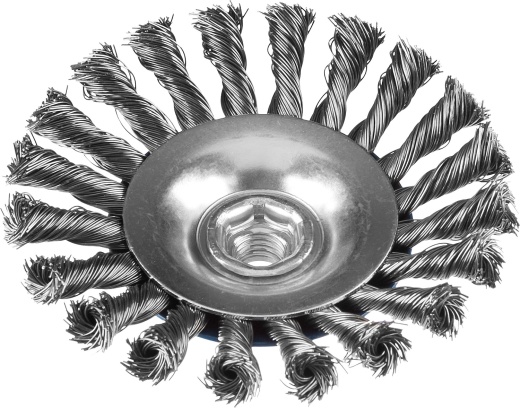 ЗУБР 100 мм, М14, жгутированная стальная проволока, 0.5 мм, Щетка коническая, Профессионал (35269-100)