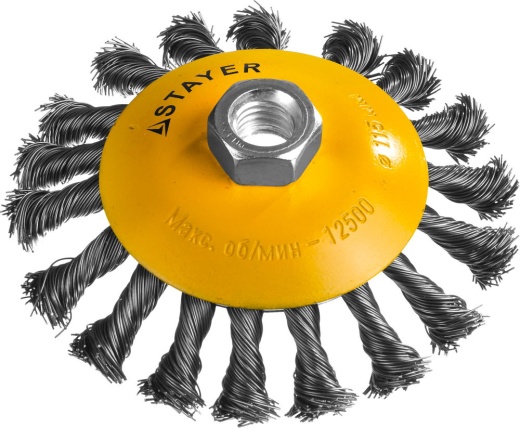 STAYER 115 мм, жгутированная стальная проволока, 0.5 мм, Щетка коническая, PROFESSIONAL (35135-115)
