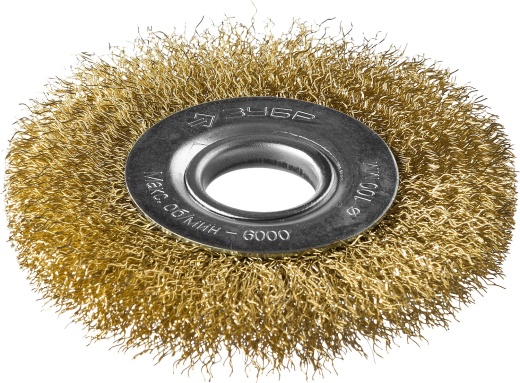 ЗУБР 100 мм, витая стальная латунированная проволока, 0.3 мм, Щетка дисковая, Профессионал (35187-100)