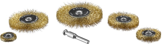 ЗУБР 5 шт., 25/40/55/63/78 мм, витая латунированная стальная проволока, Набор щеток крацовок дисковых, Профессионал (3521-H5)